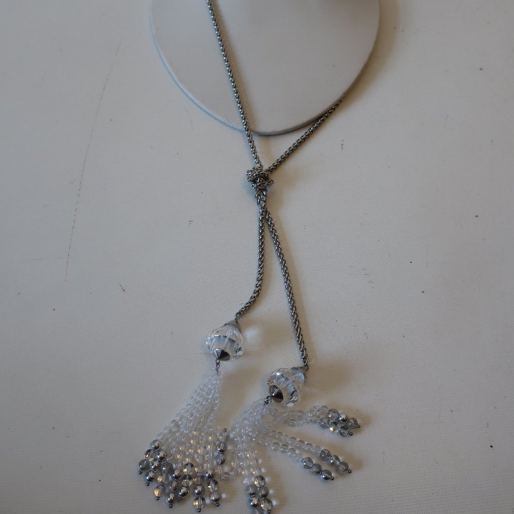 A/X ARMANI EXCHANGE SILVER LONG NECKLACE *